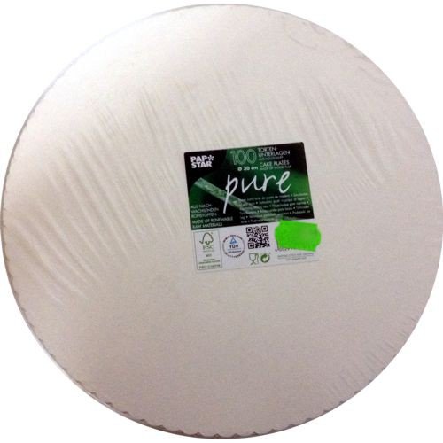 100 Tortenunterlagen, Pappe rund Ø 30 cm weiss