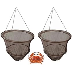 FiNeWaY - Juego de 2 redes de pesca, incluye: cierre a red con cebo + clip y cuerda + seguro, ideal para pescar cangrejos, pescados, langostas, etc.