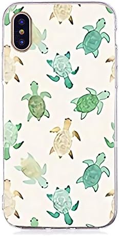 Inonler Small white turtle and green turtle, soft TPU silicone pattern case for iPhone X,white case