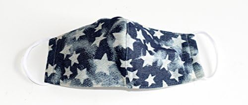 Ladies Fashionable Face Mask for Dust and Pollution Protection(made of 100% cotton and comfortable to wear),trendy ,stylish and chic blue jean canvas material with stars face mask for ladies