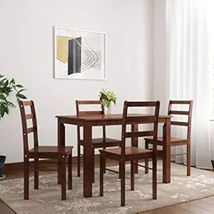 Woodness Cyprus 4 Seater Dining Table Set (Matte Finish, Wenge)