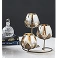 Tuxédo 3pc Ancient Bronze - Gold Glass Candle Holders - 3- Candlesticks Holders Gold Glass Candle for Home Decoration Dinning Table Decoration Candle Wedding Holiday Décor