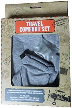 In Flight Comfort Kit Travel Ear Plugs Pillow Eyemask in Bag (Grey)