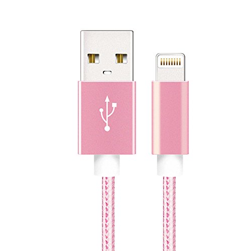 Cuitan 1m Nylon Geflochtene USB Ladekabel für Apple iPhone 6 / 6s/ 6 Plus / 6s plus / 5S / 5C / 5, iPad Air 1 2, iPod Touch, iPod Nano 7, Aluminium Schnittstelle Nylonmantel Datenkabel Charging Cable Lightning Kabel USB Aufladekabel für IOS 7/8 System - Rose Gold