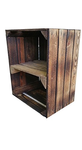 2 Stück geflammte Holzkisten – Weinkisten – Obstkisten mit Zwischenregal von Cronenwerth - 7