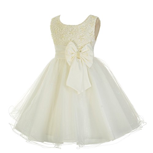 Dressy Daisy Baby Girls' Beads Embellishment Flower Girl Bridesmaid Dresses Party Occasion Dress Size 18-24 Months Ivory