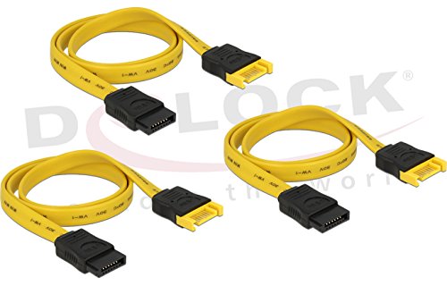 DELOCK Kabel SATA 6Gb/s 10cm gelb Verlaengerung St/Bu