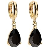 Zierlich, Zart, Dezent und Zeitlos, Pure Glam! Elegante Chandelier Edelstahlohrringe mit schwarzen Strasssteinen . Unsere hochwertige goldene Damenohrhänger mit Steinchen sind aus Edelstahl in 18ct / 750 Gelbgold vergoldet und haben eine Länge von 2,7 cm