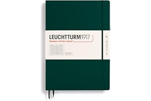 LEUCHTTURM1917 Master Classic 370265 - Cuaderno (A4+, tapa dura, 235 páginas numeradas, a rayas), color verde bosque