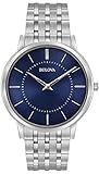 Bulova Ultra Slim 96A188 - Herren Designer-Armbanduhr - Armband aus Edelstahl - blaues Zifferblatt