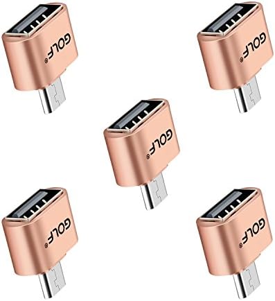 Micro USB Adapter, Joyshare Micro USB OTG to USB Adapter - Micro USB Male OTG to USB Female Adapter - Gold - Pack of 5