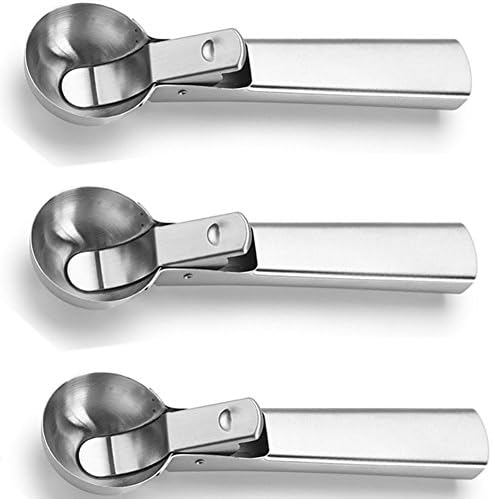 COJOY 3 Pack Easy Trigger Stainless Steel Ice Cream Scoop, Cookie Dough and Water Melon Scoops
