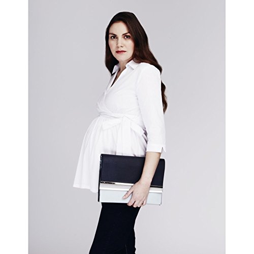 Heavenly Bump Maternity 3/4 Slv Cotton Wrap Blouse - White White 12