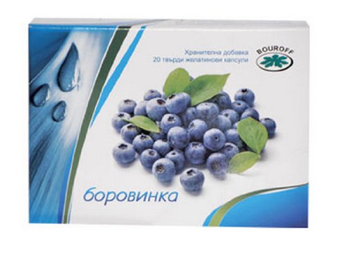 Blueberry - Bouroff 20 caps. The fruit of the blueberry is a rich source of anthocyanins, vitamin C and tannins which have strong antioxidant action.