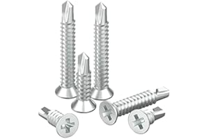 PERCTWARE Self Tapping Screws 4.2x13 mm Stainless steel Self Drilling Screws for Metal Sheets Roofing Windows Countersunk Screws Drill Flat Head Zinc Screws 50Pcs