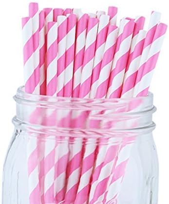 QUEMU Paper Drinking Straws Biodegradable Stripe Rainbow Decorative for Birthday Parties Weddings Baby Showers Celebrations 1 Pack