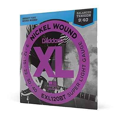 D'Addario Cordes en nickel pour guitare électrique D'Addario EXL120BT, Balanced Super Light, 9-40
