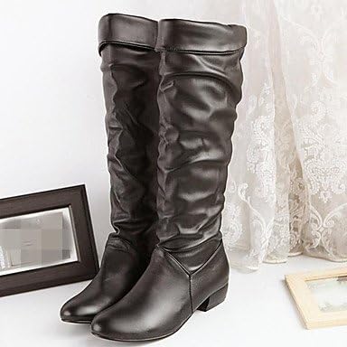 Gll&amp;xuezi Women's Boots Comfort Fall Winter PU Casual Low Heel White Black 2in-2 3/4in , black , us10.5 / eu42 / uk8.5 / cn43