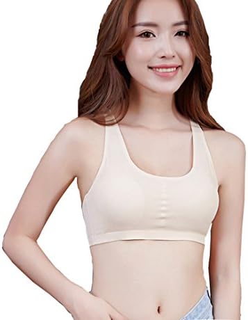 liansangba Women's Strappy Bralette Workout Crop Tank Top Lace Racerback Yoga Bra (Beige)