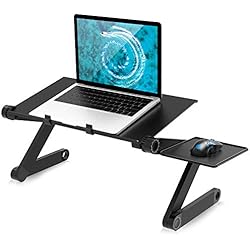 Table de Lit Pliable, Cozime Table Réglable, Plateau Canapé PC Petit déjeuner Lit Tablette Lit, Lapdesk 360° Support Inclinable pour Ordinateur Portable Livre