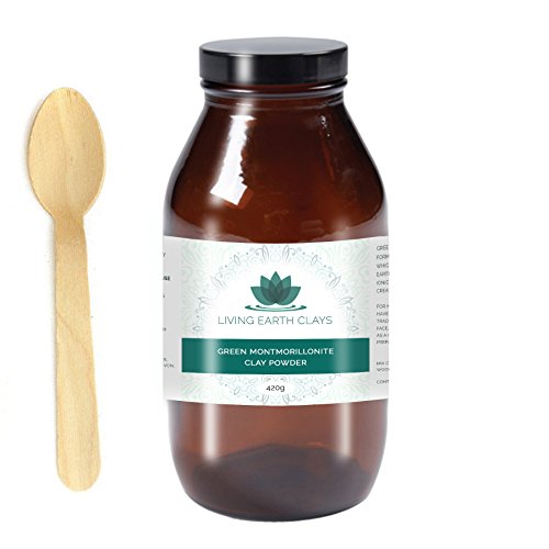 Pure Natural Bentonite Clay - LIVING EARTH CLAYS - Super Fine Green Calcium Montmorillonite Clay Powder for Face Body Mask Skin Hair Rejuvenation - 420 grams