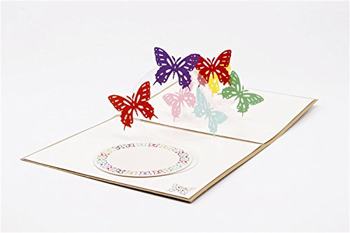 Pop Up 3D Grußkarte mit viele verschiedene Motive für Geburtstag Business-Grüße Ferien Grüße Kinder Erwachsene (Schmetterling) - 2