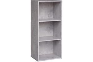 AntonaShop Libreria Colorata Componibile Modulare Legno MDF Laminato Mobile Scaffale (Cemento)