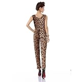 Allegra K Damen Ärmellos Leopardenmuster Freizeit Overall Hose - Braun, Damen, M (40) -