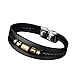 Produktbild gzzebo Fashion Vintage Armreif Schmuck Herren Mehrlagiges Kunstleder geflochten Schwarz Seil Perlen, Golden