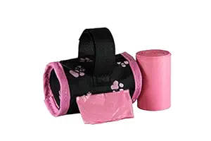 FiveStarPet Barrel Dispenser with 2 Rolls Refill Bags (Pink Paw)