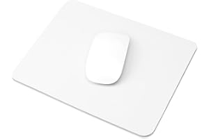 ProElife Premium PU Leather Mouse Pad 250mm x 200mm Slim Mouse Mat for Computer Laptop Accessories, Waterproof Rectangle Mousepad with Anti-Slip Base for Home Office School Laptop Mouse (White)