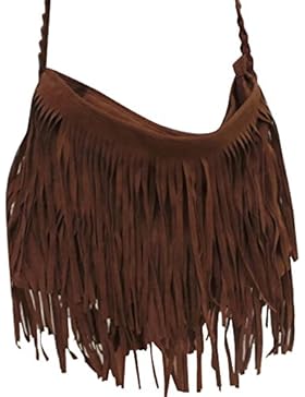 Cat Sister Berühmtheit Franse Quaste Faux Wildleder Schulter Bote Kreuz Körper Tote Handtasche (Kaffee)