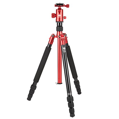 SIRUI T-004X Traveler Light Dreibeinstativ + C-10X Kugelkopf (Alu, Hhe: 139cm, Gewicht: 0,95kg, Belastbarkeit: 6kg) rot