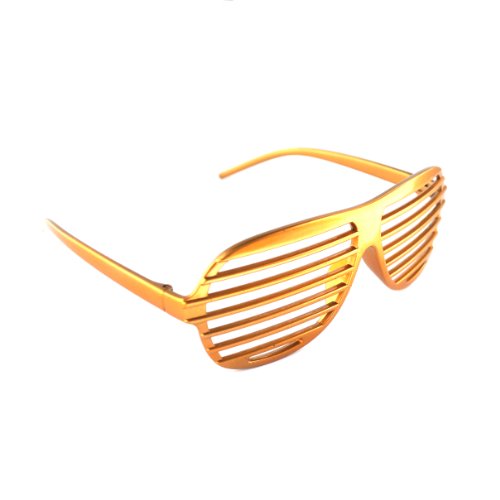 Gold Shutter Shades Fun Novelty Plastic Party Sunglasses (Pack of 5)