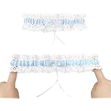Satohom Giarrettiera Sposa Giarrettiera Blu Bianca Giarrettiera in Pizzo Giarrettiere Elastiche 30-60 cm Giarrettiera Sposa d