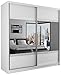 Produktbild JUSTyou Mirror VI Schwebetürenschrank Kleiderschrank Garderobenschrank 218x133x60 cm Farbe: Weiß / Weiß Spiegel