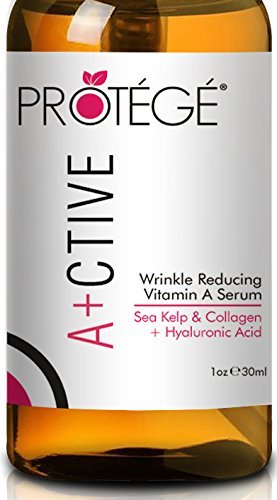 Anti-Falten Retinol Serum – ACTIVE – Beste Öl-freie Feuchtigkeitspflege & Falten Entferner + Bei Erholung von Mikrodermabrasion, Derma Roller und Laser Gesichts-Haarentfernung + Astaxanthin + Kollagen (30ml)