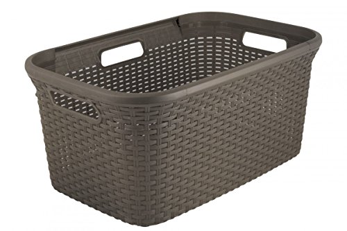 Curver Kids 188939 Wäschekorb, mit Weidenkorb-Look, aus Polypropylen, 45 l, Mokkagrau