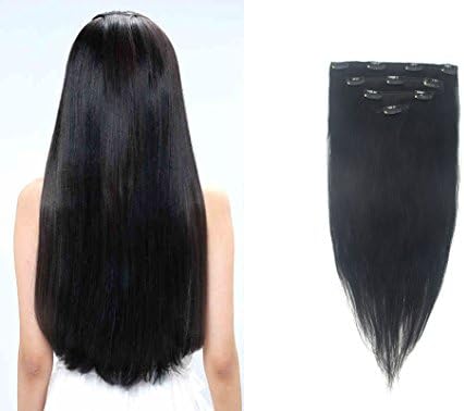 ZQUK 4 Pieces 10 Clips in Human Hair Extensions Standard weft Full Head Remy Hair Straight Silky Soft (13”-19”,60g)