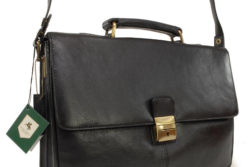 Visconti Schwarz Leder Aktentasche / Umhängetasche A4 (18074) – Größe: B: 40 H: 27 T: 11 cm - 3