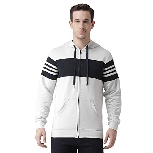 Rutherford by The Vanca Men Off White & Navy Colourbloked Hooded Sweatshirt