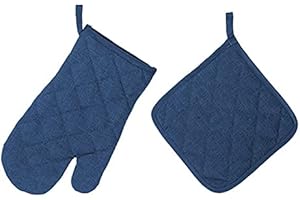 IDEAL STORE Manoplas y Agarrador de Horno, Ollas 100% POLIÉSTER (Azul)