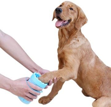 Blue Portable Dog Paw Cleaner Pet Cleaning Brush Cup Dog Foot Cleaner with Soft Silicone Brushes (MEDIUM BLUE)