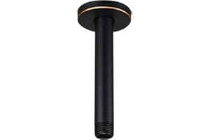 Purelux Straight Shower Arm 6 Inch Water Outlet PJ0614, Oil Rubbed Bronze Finish, Made of Stainless Steel with Gasket Flange