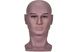 RUISIMEI Cabeza de entrenamiento masculina cabeza de maniquí calvo cabeza de muñeca para hacer pelucas, gafas, sombrero exhibición