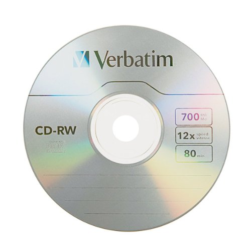 Verbatim CD-RW 80MIN 700MB 4X-12X High Speed Branded 5pk Slim Case - blank CDs (CD-RW, Slimcase)