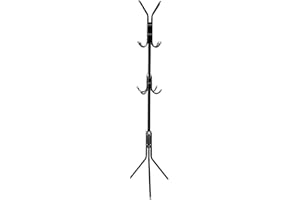 My Home Essentials® Hat Coat Stand, 12 Hooks Coat Stand Free Standing Hanger Hall Umbrella Holder Hooks Office Entryway - White, Black, Blue (Black)