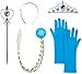 Produktbild Eisprinzessin / Prinzessin Set aus Diadem + Handschuhe + Zauberstab + Zopf für Kinder ab 2 bis 9 Jahren