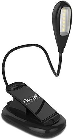 iGADGET® 6 LED MicroUSB 1200mAh Rechargeable Book Reading Light Clip On Battery Book Reading Lamp - Bedside light and Reading lights for books in bed - usb light battery lights and Battery Lamp