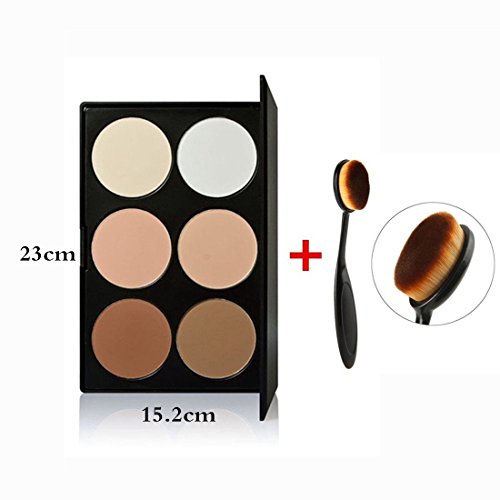 Tinabless 6 Colour Contour Kit Makeup Face Contouring and Highlighting Palette + Make Up Toothbrush Oval Brush
